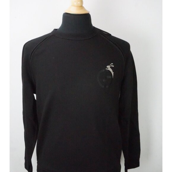 Giorgio Armani Black Label Black Cashmere Blend Rabbit Lunar Sweatshirt 48 NEW